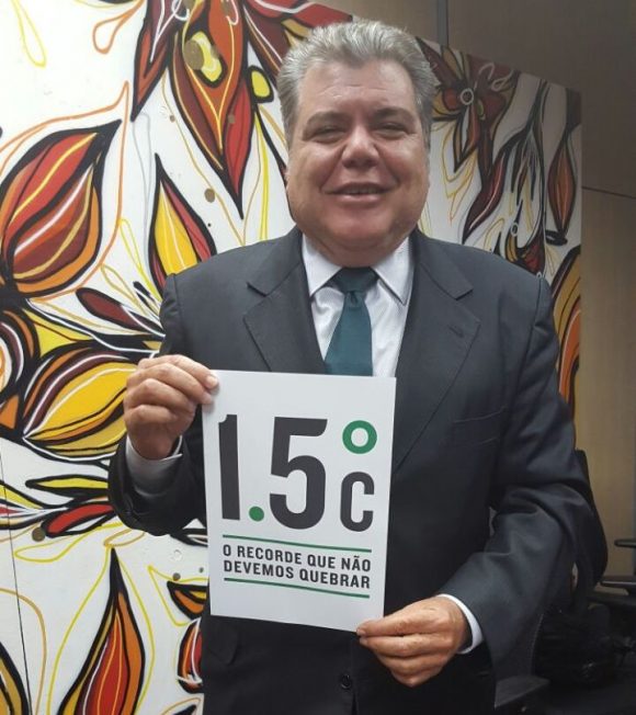 Ministro do Meio Ambiente , Sarney Filho, apoia campanha que pede que aquecimento não passe de 1,5°C. Divulgação